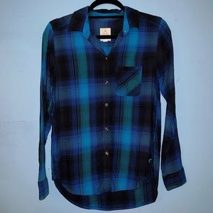 American Eagle Navy Blue/Black Vintage Boyfriend Flannel Size XS